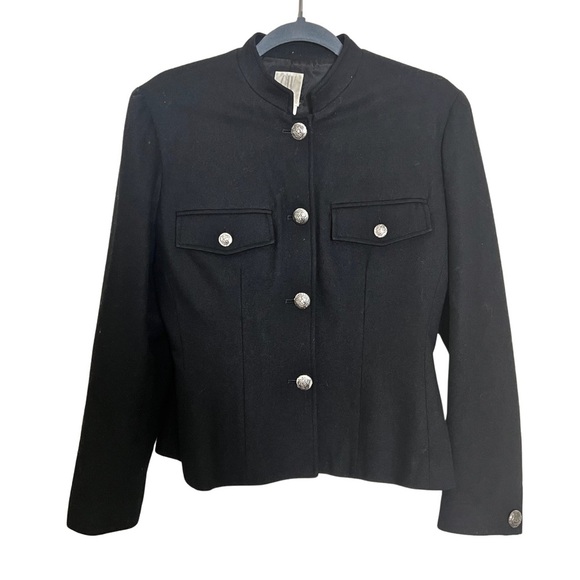 Vintage Military‎ Inspired Style Wool Jacket Size 6 Feminine Minimalist - Picture 1 of 11